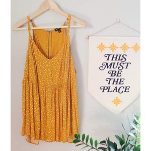 Torrid Yellow Dot Stretch Challis Peplum Cami